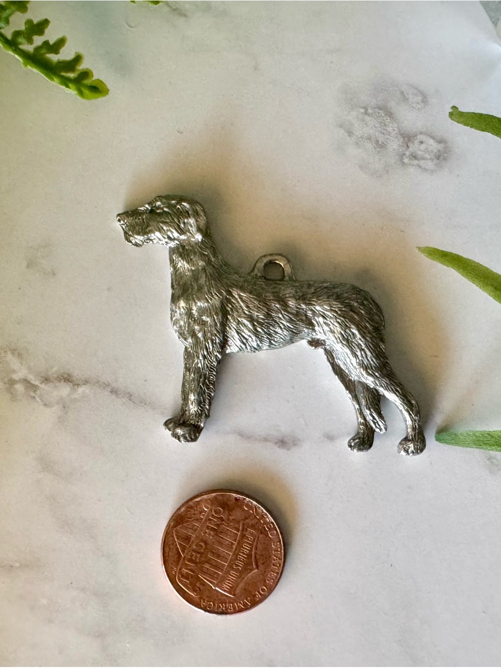 Silver Irish Wolfhound Dog Pendant Charm - Fine pewter